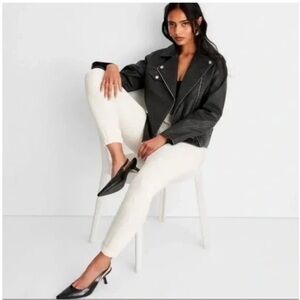 Black Faux Vegan Leather Jacket Moto S Small Universal Thread Zippers